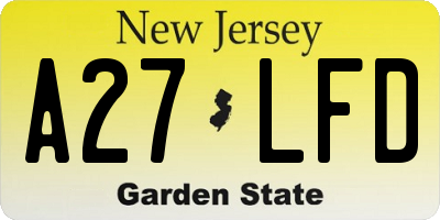 NJ license plate A27LFD