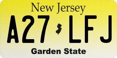 NJ license plate A27LFJ
