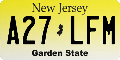 NJ license plate A27LFM