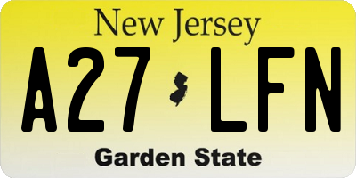 NJ license plate A27LFN
