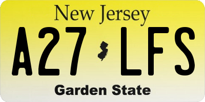 NJ license plate A27LFS