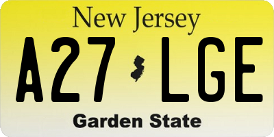 NJ license plate A27LGE