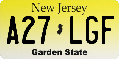 NJ license plate A27LGF
