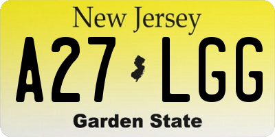 NJ license plate A27LGG
