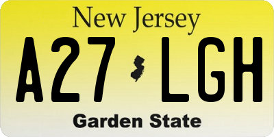 NJ license plate A27LGH
