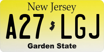 NJ license plate A27LGJ