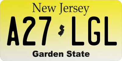 NJ license plate A27LGL