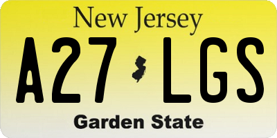 NJ license plate A27LGS