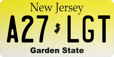 NJ license plate A27LGT
