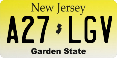 NJ license plate A27LGV