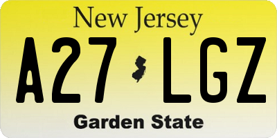 NJ license plate A27LGZ