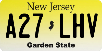 NJ license plate A27LHV