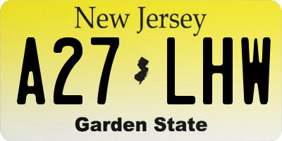 NJ license plate A27LHW