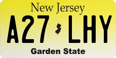 NJ license plate A27LHY