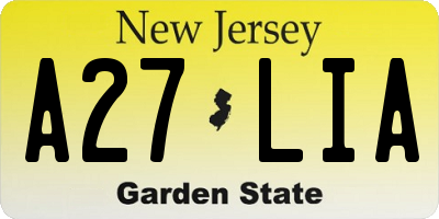 NJ license plate A27LIA