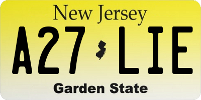 NJ license plate A27LIE