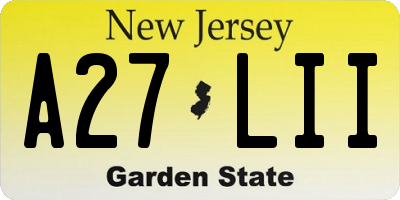 NJ license plate A27LII