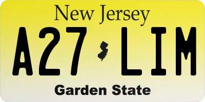 NJ license plate A27LIM