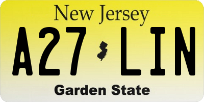 NJ license plate A27LIN