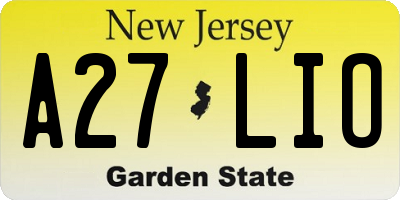 NJ license plate A27LIO