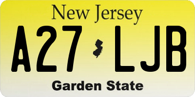 NJ license plate A27LJB