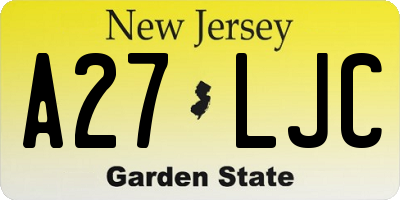 NJ license plate A27LJC