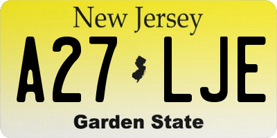 NJ license plate A27LJE