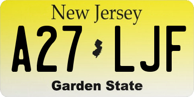 NJ license plate A27LJF