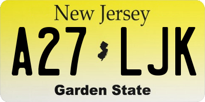 NJ license plate A27LJK