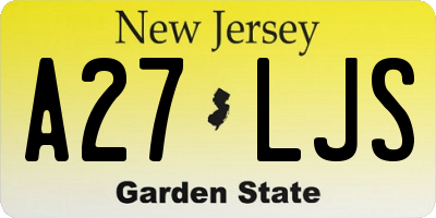 NJ license plate A27LJS