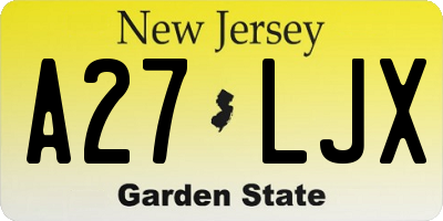 NJ license plate A27LJX