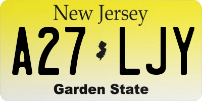 NJ license plate A27LJY