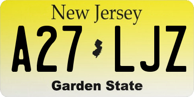 NJ license plate A27LJZ