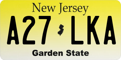 NJ license plate A27LKA
