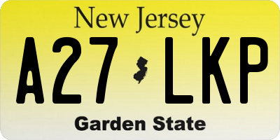 NJ license plate A27LKP