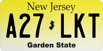 NJ license plate A27LKT