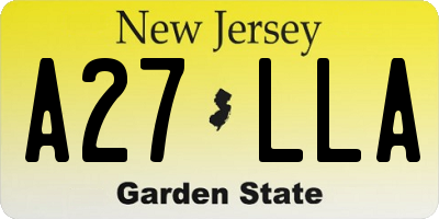 NJ license plate A27LLA