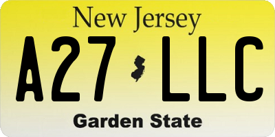 NJ license plate A27LLC