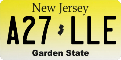 NJ license plate A27LLE
