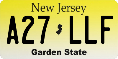 NJ license plate A27LLF