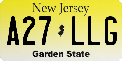 NJ license plate A27LLG