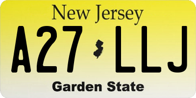 NJ license plate A27LLJ