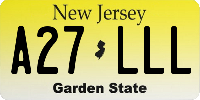 NJ license plate A27LLL