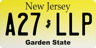 NJ license plate A27LLP