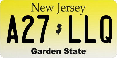 NJ license plate A27LLQ