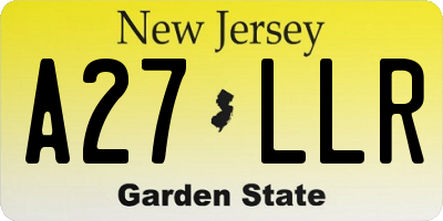 NJ license plate A27LLR