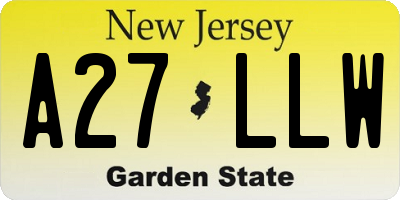 NJ license plate A27LLW