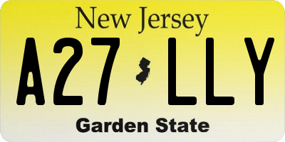 NJ license plate A27LLY