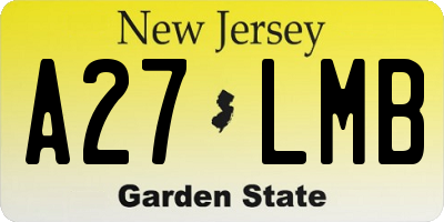 NJ license plate A27LMB