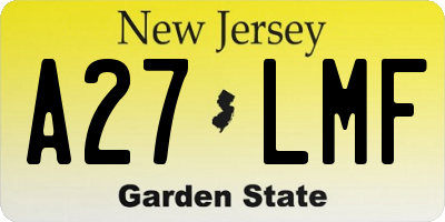 NJ license plate A27LMF